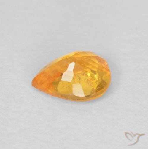 Granada espessartita Laranja-Ouro Natural 0.42ct, Formato de pêra, VS