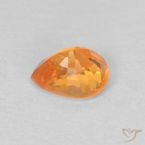 Granada espessartita Laranja Médio Natural 0.53ct, Formato de pêra, VS