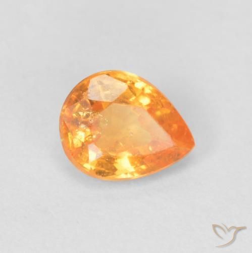Granada espessartita laranja natural 0,42ct, formato de pêra, VS