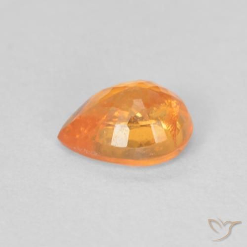 Granada espessartita laranja natural 0,42ct, formato de pêra, VS