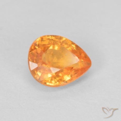 Granada espessartita Laranja Intenso Natural 0.48ct, Formato de pêra, VS