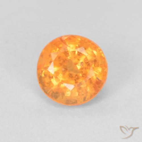 0.60ct Natural Laranja Intenso Granada espessartita, Redondo, VS