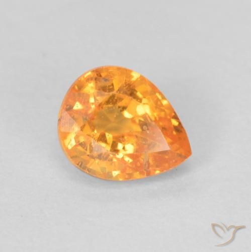 Granada espessartita Laranja Médio Natural 0.53ct, Formato de pêra, VS