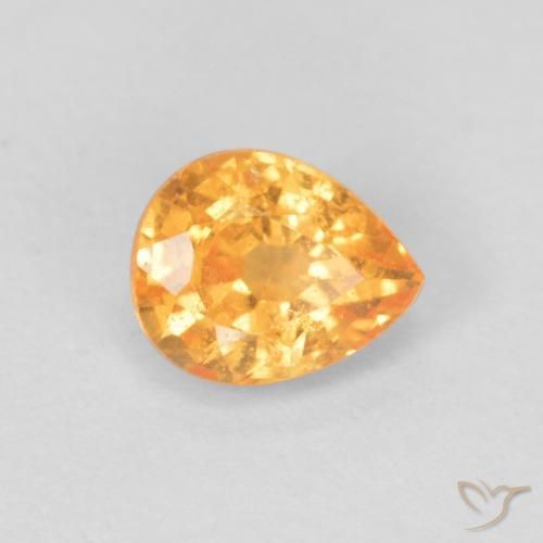 Granada espessartita Laranja brilhante Natural 0.43ct, Formato de pêra, VS
