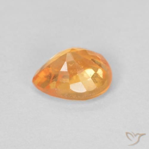 Granada espessartita Laranja brilhante Natural 0.43ct, Formato de pêra, VS
