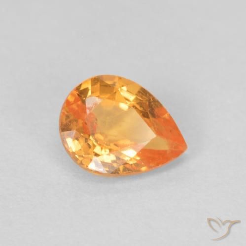 Granada espessartita Laranja brilhante Natural 0.39ct, Formato de pêra, VVS-VS