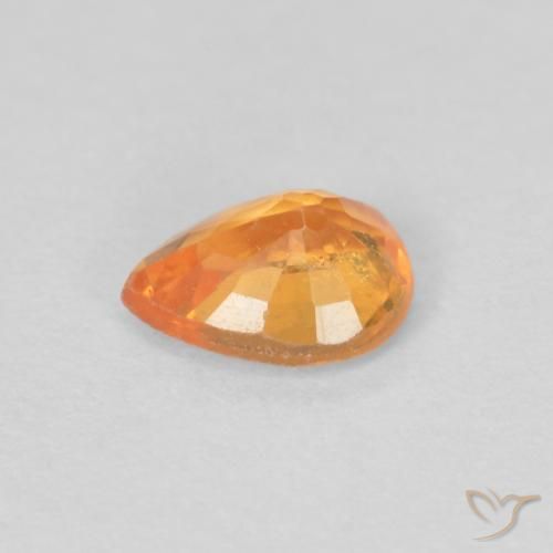 Granada espessartita Laranja brilhante Natural 0.39ct, Formato de pêra, VVS-VS