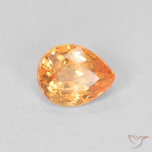 Granada espessartita Laranja brilhante Natural 0.43ct, Formato de pêra, VVS-VS