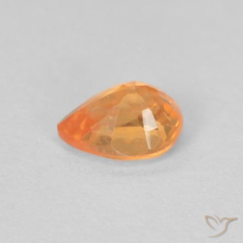 Granada espessartita Laranja brilhante Natural 0.43ct, Formato de pêra, VVS-VS