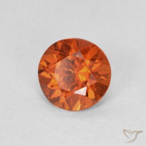 Granada espessartita âmbar laranja Natural 0.57ct, Corte Redondo, SI