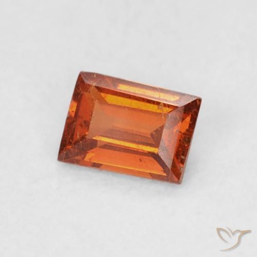 Granada espessartita laranja avermelhado Natural 0.30ct, baguete, SI