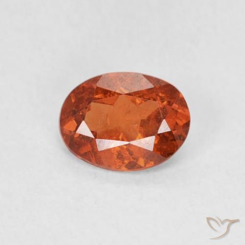 Granada espessartita laranja solta de 0,82 ct, corte oval de 6,5 x 4,9 mm de Moçambique, Photo A