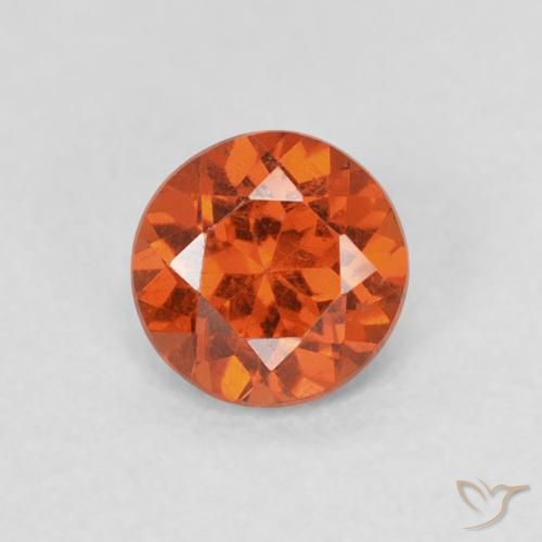 0.65ct Natural laranja avermelhado Granada espessartita, Redondo, SI