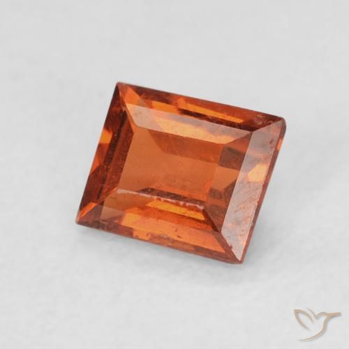 Granada espessartita fogo laranja Natural 0.67ct, baguete, VS
