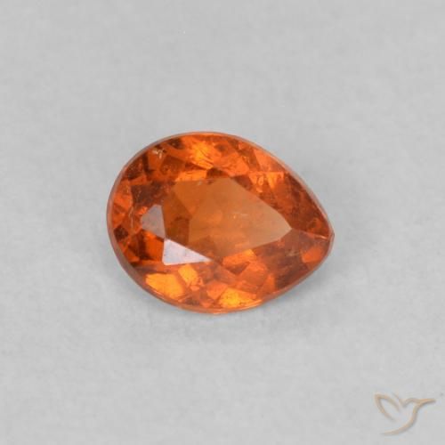 Granada espessartita Laranja Profundo Natural 0.39ct, Formato de pêra, SI