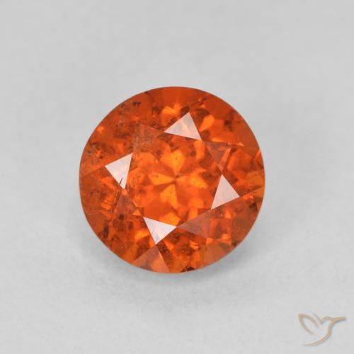 1.85ct Natural laranja avermelhado Granada espessartita, Redondo, SI