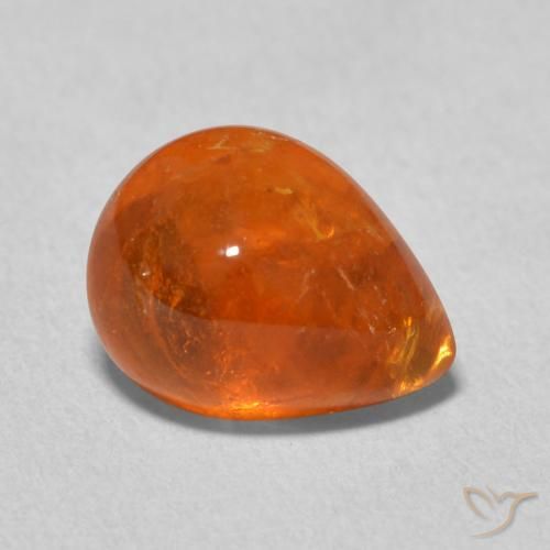 Granada espessartita laranja avermelhado Natural 3.99ct, Formato de pêra, Transparente