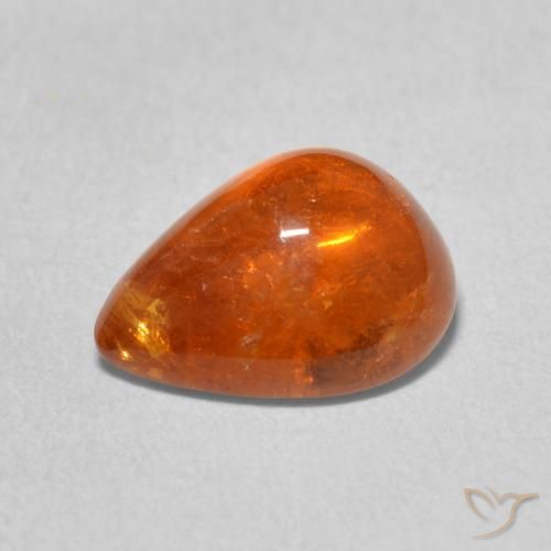 Granada espessartita laranja avermelhado Natural 3.99ct, Formato de pêra, Transparente