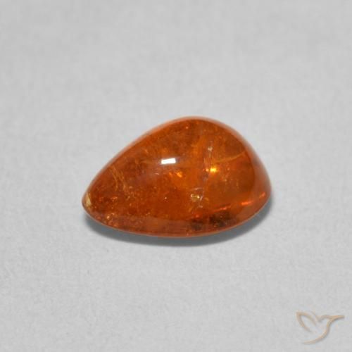 Granada espessartita âmbar laranja Natural 2.18ct, Formato de pêra, Transparente