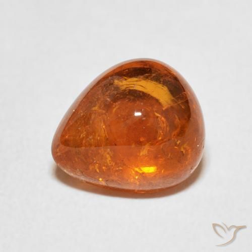 Granada espessartita Laranja Profundo Natural 3.88ct, Formato de pêra, Transparente