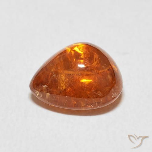 Granada espessartita Laranja Profundo Natural 3.88ct, Formato de pêra, Transparente