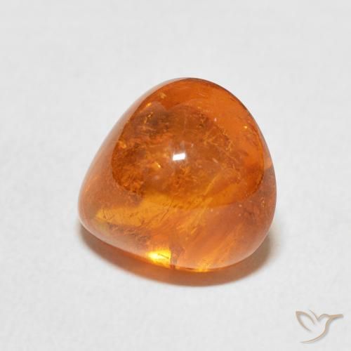 Granada espessartita Laranja Profundo Natural 6.45ct, Formato de pêra, Transparente