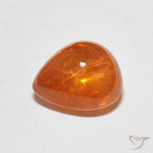 Granada espessartita Laranja Profundo Natural 6.45ct, Formato de pêra, Transparente