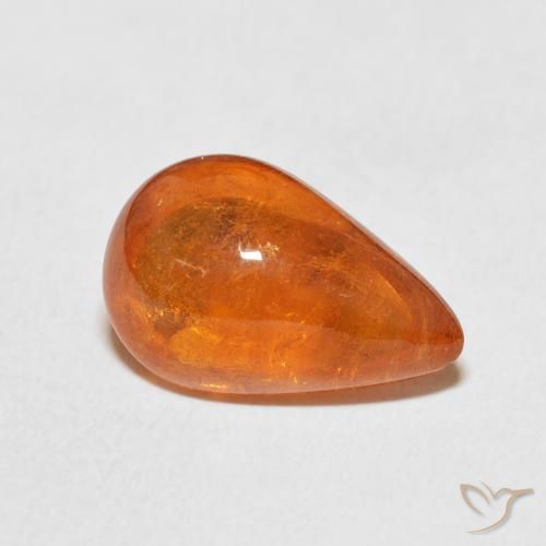 Granada espessartita laranja avermelhado Natural 6.49ct, Formato de pêra, Transparente