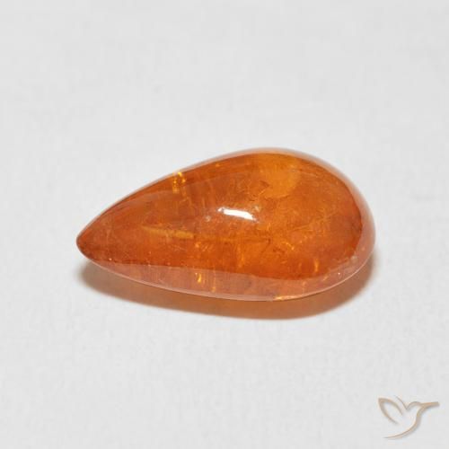 Granada espessartita laranja avermelhado Natural 6.49ct, Formato de pêra, Transparente