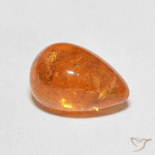 Granada espessartita âmbar laranja Natural 4.09ct, Formato de pêra, Transparente
