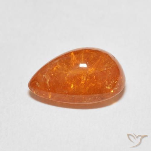 Granada espessartita âmbar laranja Natural 4.09ct, Formato de pêra, Transparente