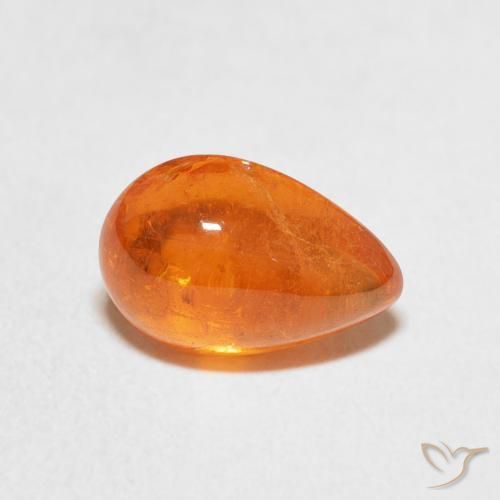 Granada espessartita âmbar laranja Natural 3.02ct, Formato de pêra, Transparente