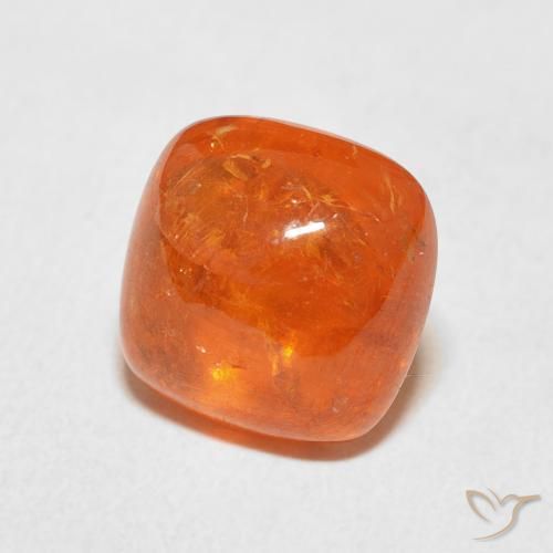 Granada espessartita Laranja brilhante Natural 6.14ct, Almofada, Transparente