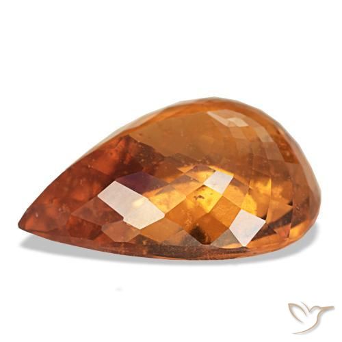 Granada espessartita laranja natural 7,66ct, formato de pêra, VS