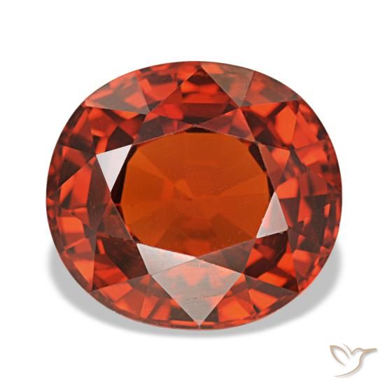 Granada espessartita vermelho natural 4,35ct, corte oval, VVS-VS
