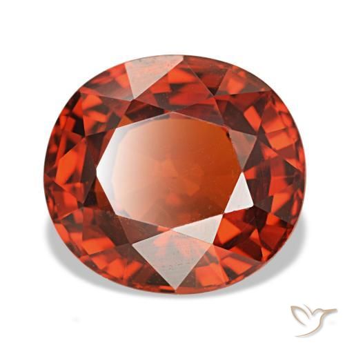 Granada espessartita vermelho natural 4,35ct, corte oval, VVS-VS