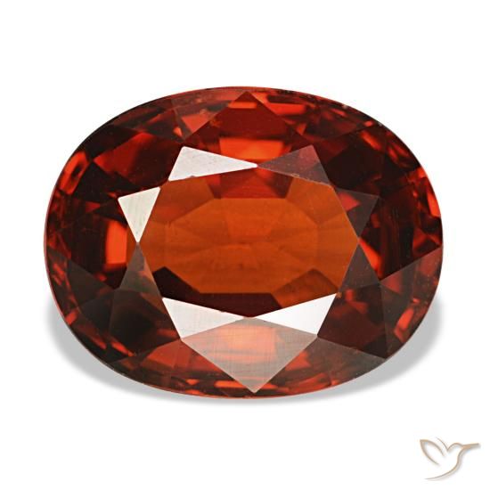 Granada espessartita vermelho natural 4,66ct, corte oval, VS