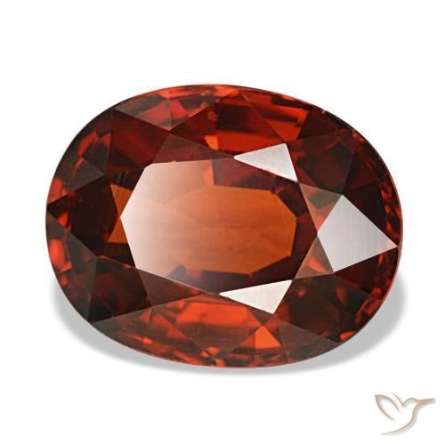 Granada espessartita vermelho natural 4,66ct, corte oval, VS
