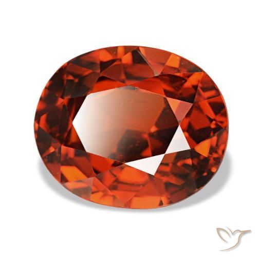 Granada espessartita vermelho natural 3,89ct, corte oval, VS