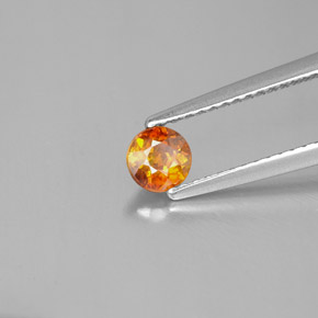 Esfalerita laranja natural 0,46ct, corte redondo, VS