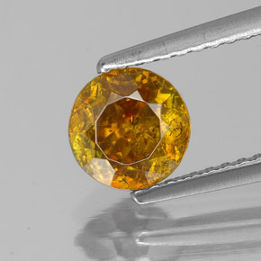 Esfalerita laranja natural 1,30ct, corte redondo, SI