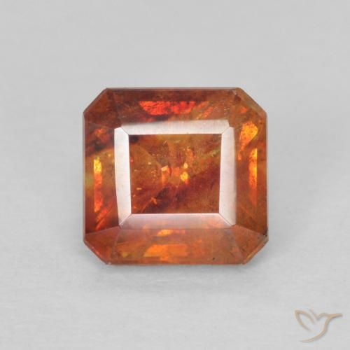 1.36ct Natural Laranja Profundo Esfalerita, Corte Esmeralda, SI-I1