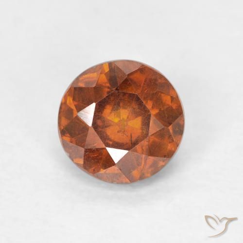0.79ct Natural Medium Dark-Orange Esfalerita, Redondo, SI-I1