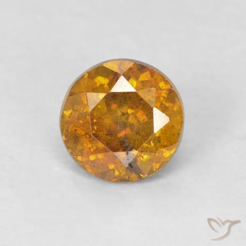 0.56ct Natural Laranja Profundo Esfalerita, Redondo, SI-I1