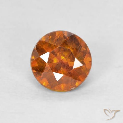 0.56ct Natural Medium Dark-Orange Esfalerita, Redondo, SI-I1