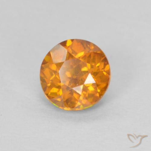 Esfalerita Laranja Médio Natural 0.57ct, Redondo, SI-I1