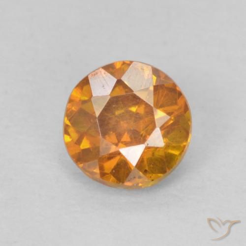 0.42ct Natural Laranja Médio Esfalerita, Redondo, SI-I1