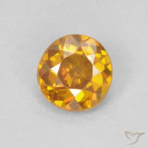 Esfalerita laranja natural 0,20ct, corte redondo, SI-I1
