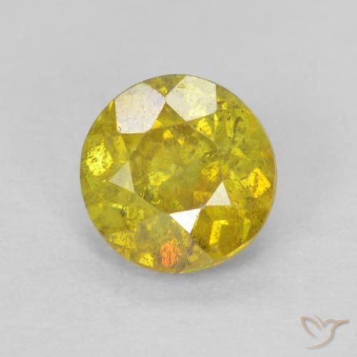 0.77ct Natural amarelo médio Esfalerita, Redondo, SI-I1