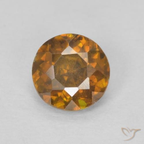 0.64ct Natural laranja marrom Esfalerita, Redondo, SI-I1